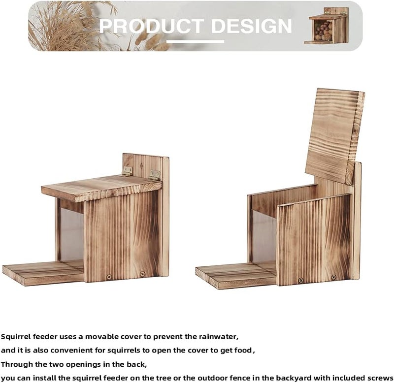 Freezing point Wooden Squirrel Feeder Picnic Table Food Feeder for Outside House Backyard Funny Gifts - Image 5